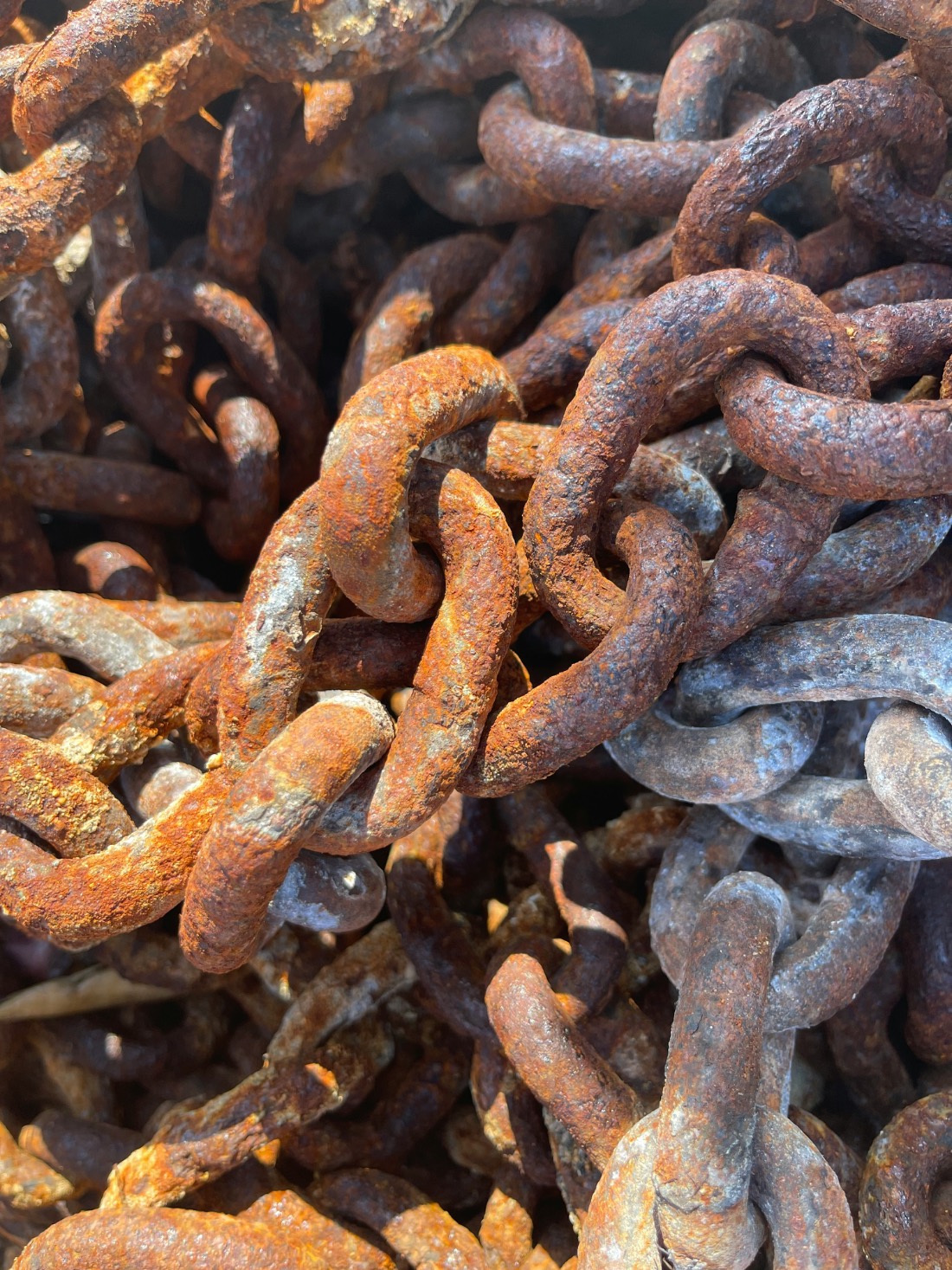 Heavily rusted steel chain