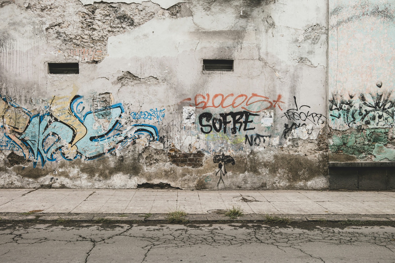 Graffiti on a rendered wall